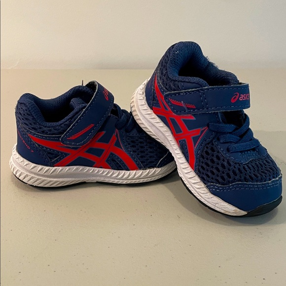 Asics Toddler Blue & Red Contend 7 Sneakers, Size 4 - Picture 1 of 8